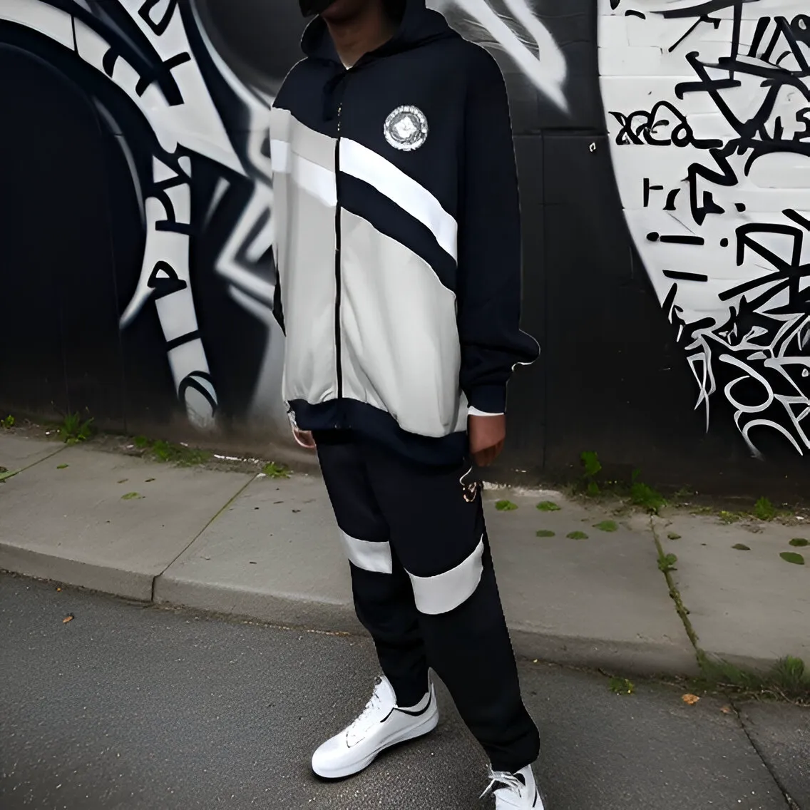 ^SEAN JOHN^ (NAVY-MULTI) POLYESTER HOODED ZIP UP TRACKSUITS (XB SIZED)